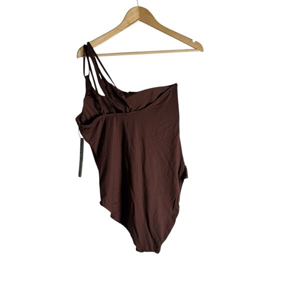 La Blanca Island Goddess Java Brown Strappy One Shoulder One Piece Swimsuit 14 - Picture 6 of 10